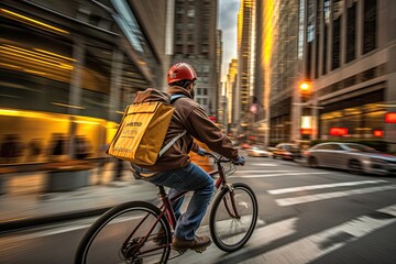 Fototapeta premium Bike delivery through big city