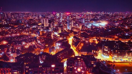 Aerial photo of London at night
