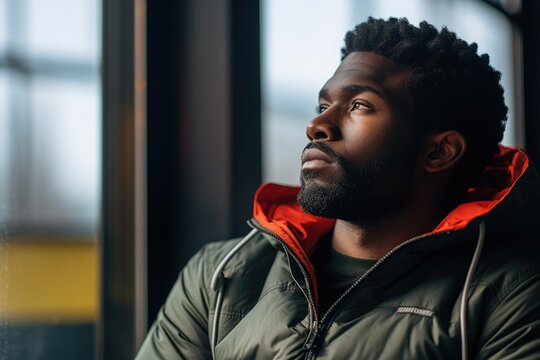 Man deep in thought, reflecting modern, diverse, and authentic representations of masculinity - Portrait - AI Generated