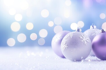 Fototapeta na wymiar Christmas decorations ball on snow background.