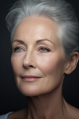 portrait of a beautiful adult woman with wrinkles on her face. personal care. old age. Old Lady