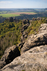 Rugged Rock Outcrops at an Overlook in Saxon Switzerland National Park, Nationalpark Sächsische Schweiz