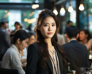 Business chinese woman in an office with people