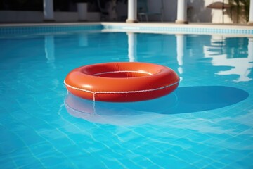 Fototapeta na wymiar empty pool with floating rubber ring