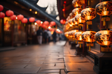Red Lanterns on Chinese New Year Evening ai generated art