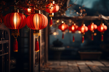 Chinese Red Lanterns on New Year's Night ai generated art