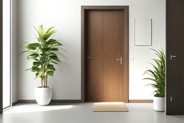 Minimalist home interior design of modern living room, panorama. interior plants vase Room designer 