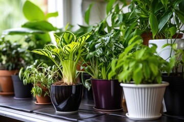 limp and undernourished houseplants in a pot
