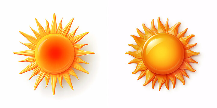 Premium Vector | Realistic sun icon for weather design sunshine symbol  happy orange isolated sun illustration