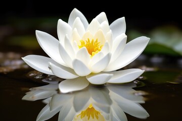 close-up of a white lotus in a pond