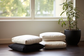 meditation cushion set in minimalist environment