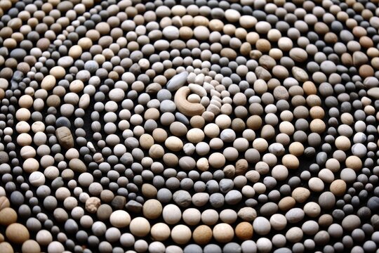 many tiny pebbles forming a spiral pattern