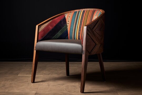 a wooden chair with hand-stitched upholstery