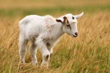 goat grazing in a grassy field