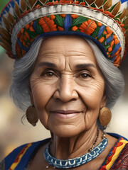 Elderly Brazilian Lady in Traditional Garb - Cultural Portrait. generative AI
