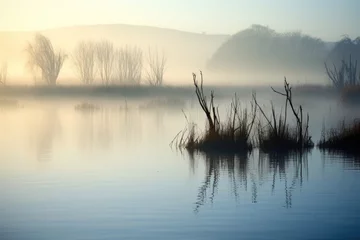 Foto op Plexiglas a tranquil morning scene of a misty marshland © altitudevisual