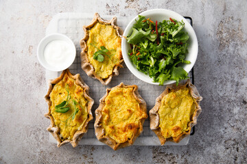 Traditional rye pastries with rice and potato