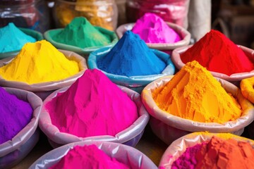 holi festival with scattered colored powders