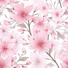 Fototapeta premium Spring delicate pink floral seamless pattern. Generated by AI