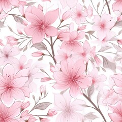 Spring delicate pink floral seamless pattern. Generated by AI