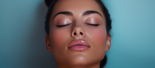 An up-close look at a woman's face as she undergoes a massage