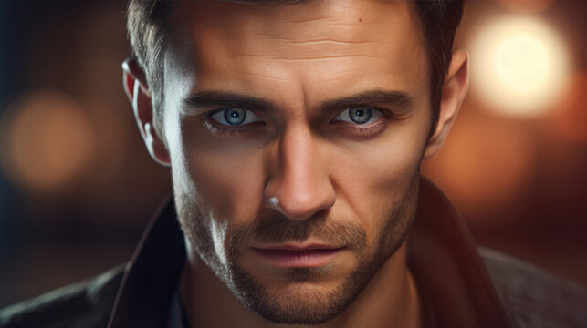 Striking Headshot Of A Male Actor With Intense Eyes,  Conveying A Range Of Emotions
