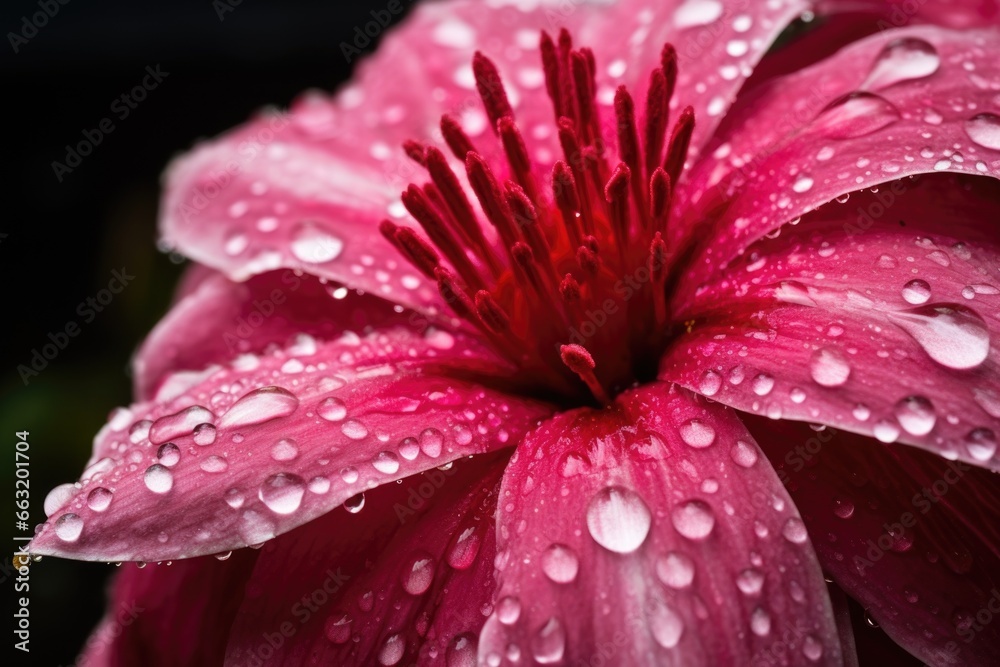 Poster open petals of a flower accepting raindrops