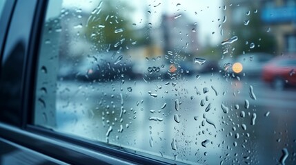 rain drops on  glassy window generated by AI tool