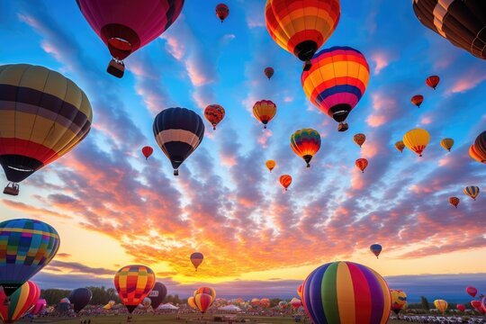 sky filled with colourful hot air balloons