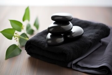 a set of massage stones on a towel