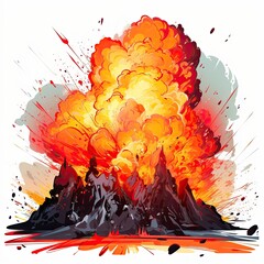 Erupting volcano spews molten lava