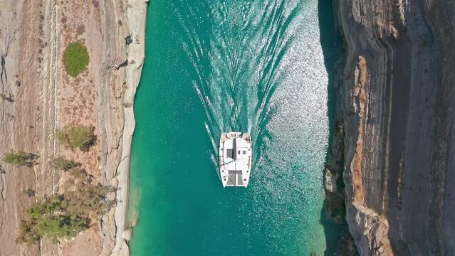 Corinth Canal aerial view. Travel to Greece landmark