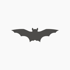 Bat with open wings icon vector isolated. Halloween holiday, vampire symbol
