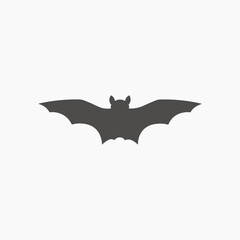 Bat with open wings icon vector isolated. Halloween holiday, vampire symbol