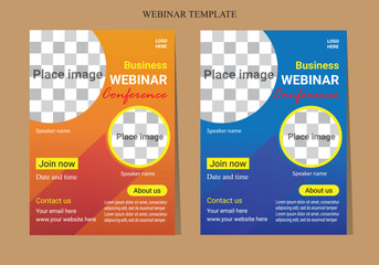 Corporate horizontal business conference webinar template | Horizontal online Business Conference flyer design layout template in A4 size | with nice background, vector eps10