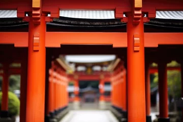 Deurstickers close-up of a traditional torii gate in japan © altitudevisual