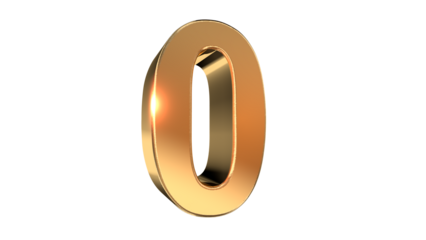 Gold glossy 3d number 0