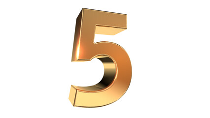 Gold glossy 3d number 5
