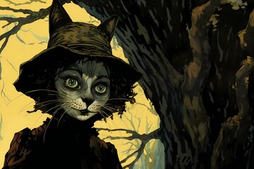 halloween witch in the forest