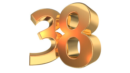 Gold glossy 3d number 38