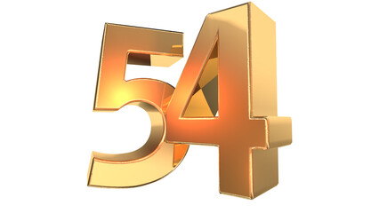 Gold glossy 3d number 54