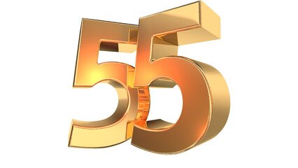 Obraz premium Gold glossy 3d number 55