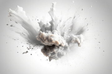 Explosion of white paint on white background. Fluid background. Color explosion. Generative AI