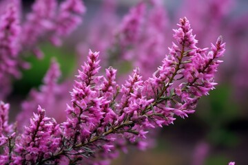 A small branch of purple flowering heather. Generative AI