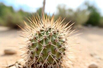 a cactus with sharp thorns in the dessert