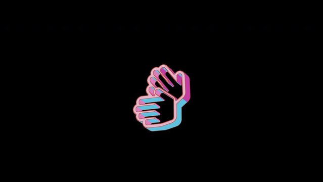 Bright sign language icon is jumping merrily. Retro style. Alpha channel black. Looped from frame 120 to 240, Alpha BW at the end