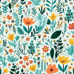 Spring delicate green floral seamless pattern. Generated by AI