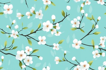 Obraz premium Spring delicate green floral seamless pattern. Generated by AI