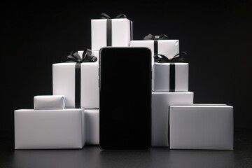 Black and white christmas presents.