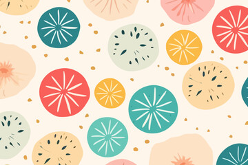 Sand dollars quirky doodle pattern, wallpaper, background, cartoon, vector, whimsical Illustration